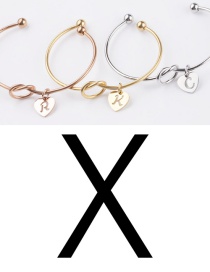 Fashion Golden X Stainless Steel Love Knotted English Letter Open Bracelet