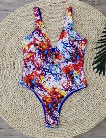 Splashing Ink On White Floral One-piece Swimsuit