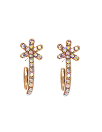 Fashion Ab Color Alloy Diamond Round Flower Earrings