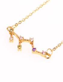 Fashion Leo Gold Twelve Constellation Inlaid Zircon Necklace