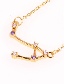 Fashion Libra Gold Twelve Constellation Inlaid Zircon Necklace