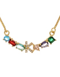 Fashion Golden K Copper Inlaid Zircon Letter Necklace