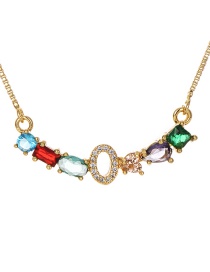 Fashion Golden O Copper Inlaid Zircon Letter Necklace