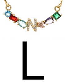 Fashion Gold L Copper Inlaid Zircon Letter Necklace