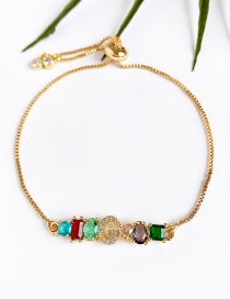 Fashion Golden G Copper Inlaid Zircon Letter Bracelet