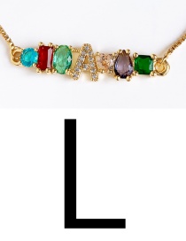 Fashion Gold L Copper Inlaid Zircon Letter Bracelet