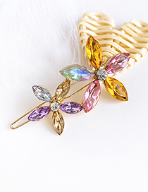 Fashion Light Color Alloy Diamond Flower Hair Clip