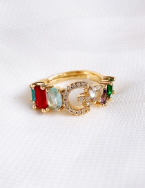 Fashion Golden G Copper Inlaid Zircon Letter Ring