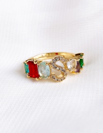 Fashion Golden S Copper Inlaid Zircon Letter Ring