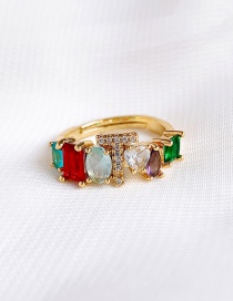 Fashion Golden T Copper Inlaid Zircon Letter Ring