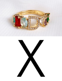 Fashion Golden X Copper Inlaid Zircon Letter Ring