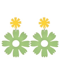 Fashion Green + Yellow Resin Flower Earrings
