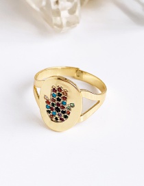Fashion Gold Copper Inlay Zircon Palm Ring