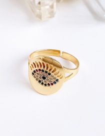 Fashion Gold Copper Inlay Zircon Eye Ring