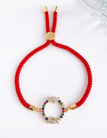 Fashion Red Copper Inlaid Zircon Beads Braided Rope Drop Round Bracelet