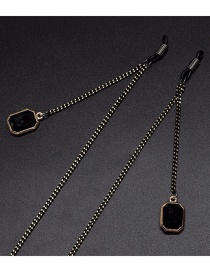 Fashion Black Hanging Neck Crystal Square Chain Glasses Chain