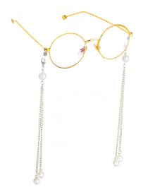 Fashion Silver Pearl Chain Double Buckle Glasses Chain