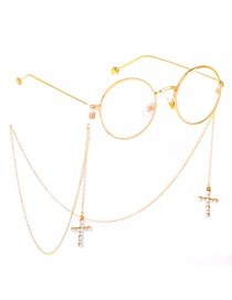 Fashion Gold Metal Color Retention Gold Pearl Cross Glasses Chain