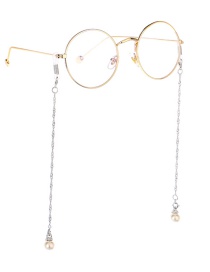 Fashion Silver Wings Hanging Chain Pearl Chain Double Buckle Glasses Chain