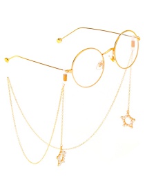 Fashion Gold Metal Five-star Pearl Glasses Chain
