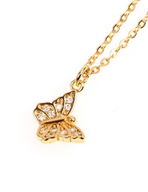 Fashion Butterfly Gold Copper Plated Gold Micro Diamond Necklace