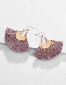 Fashion Purple Alloy Fan-shaped Line Ear Fringe Stitch Earrings