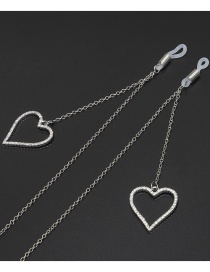 Fashion Silver Transparent Diamond Anti-slip Peach Heart Glasses Chain