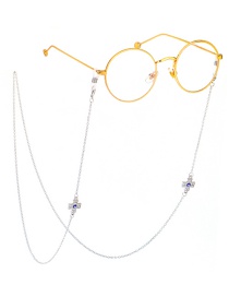 Fashion Silver Non-slip Metal Diamond Cross Eye Glasses Chain