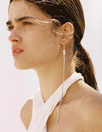 Fashion Gold Alloy Diamond Pearl Tassel Earrings