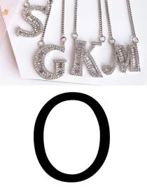 Fashion O Silver Copper Inlaid Zircon Letter Necklace