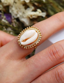 Fashion Gold Alloy Inlaid Shell Open Ring