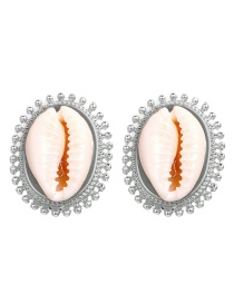 Fashion Silver Inlaid Shell Earrings