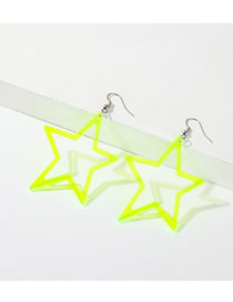 Fashion Green C-shaped Star Fluorescent Earrings