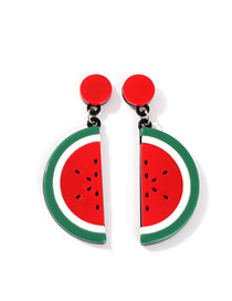 Fashion Watermelon Red Acrylic Fruit Earrings