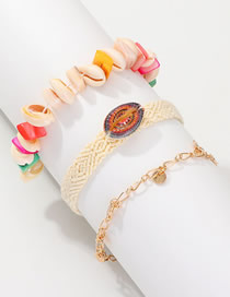 Fashion Color Silk Screen Shell Stone Woven Bracelet 3 Piece Set