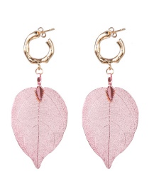 Fashion Pink Leaf Flower Earrings