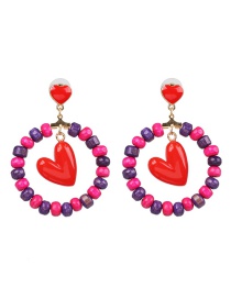 Fashion Pink Purple Wooden Colored Geometric Earrings