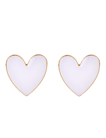 Fashion White Alloy Drop Oil Love Stud Earrings