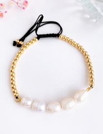 Fashion White Copper Beaded Natural Pearl Bracelet