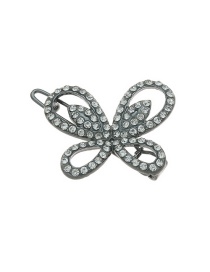 Fashion Black Geometric Flower Butterfly Hollow Diamond-studded Hairpin