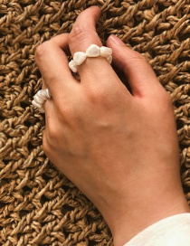 Fashion White Geometric Shaped Pearl Elastic Ring