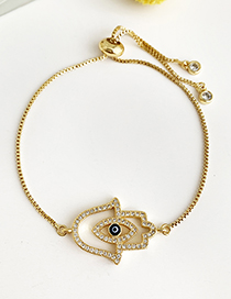 Fashion Gold Copper Inlay Zircon Hollow Palm Eye Bracelet