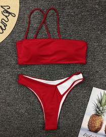 Fashion Red Irregular One-shoulder Split Swimsuit