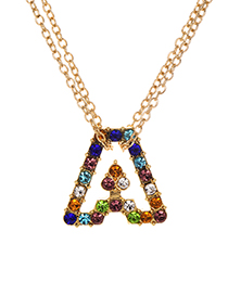 Fashion Letter A Alloy Diamond Alphabet Necklace