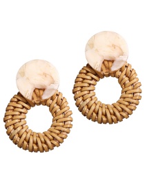 Fashion White Color Acrylic Wooden Woven Earrings