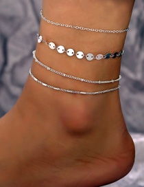 Fashion Silver Sequined Bamboo Chain Anklet Four-piece