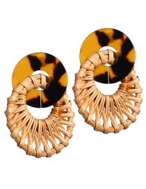 Fashion Camel Openwork Acrylic Wooden Woven Earrings
