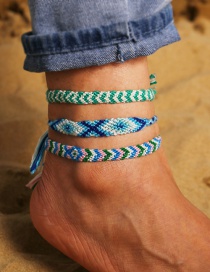 Fashion Blue-green Small Diamond Color Rope Woven Anklet