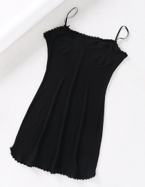 Fashion Black Lace-trimmed Threaded Dress