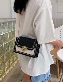Fashion Black Chain Contrast Color Shoulder Messenger Bag